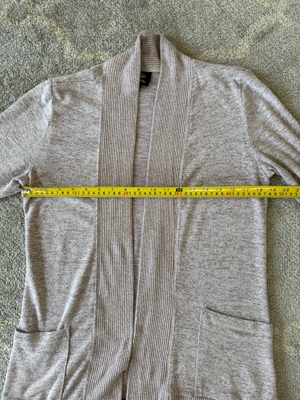 Bobeau Heather Gray Open Front Shawl Collar Cardigan Sweater Medium - Picture 5 of 7